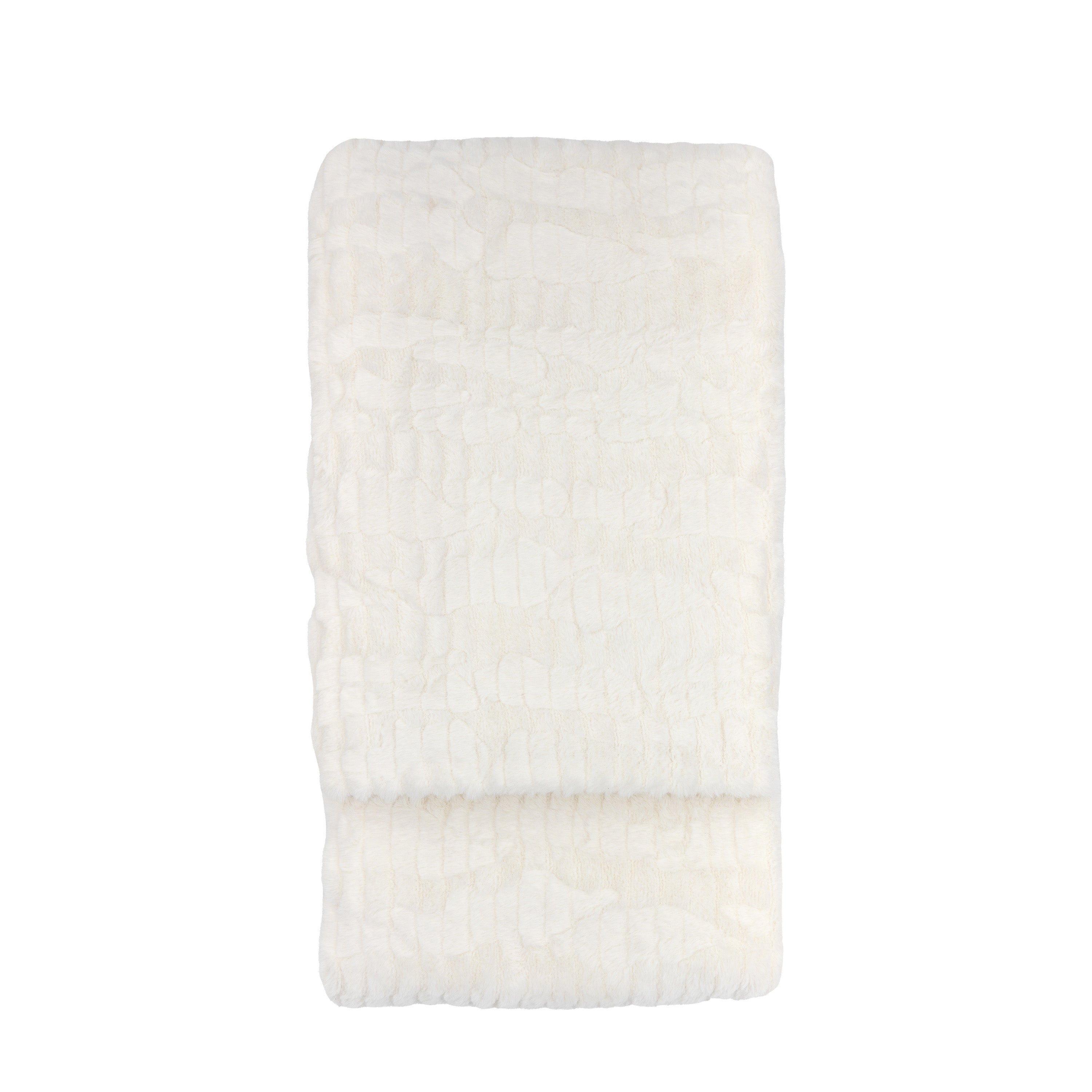 Textured Rabbit Faux Fur Cream Throw